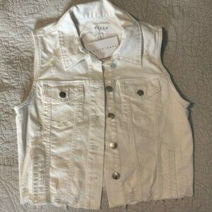 RISEN white denim vest NWT